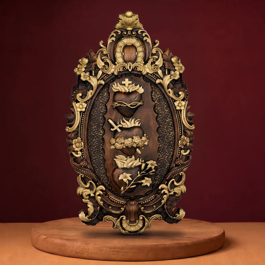 Retablo Devocional de los Tres Corazones de la Sagrada Familia